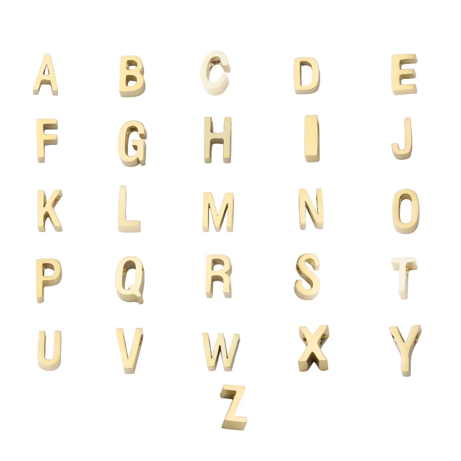 

26pcs/Lot Stainless Steel Mirror Polished Initials Beads Hole 1.8mm Alphabet Letters From A-Z DIY Making Bracelets Necklaces