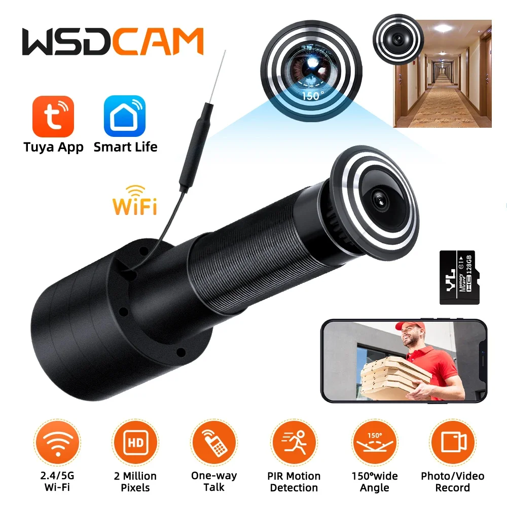 

Wsdcam Tuya Video Doorbell Eye Door Viewer 2.4/5G Wifi Mini Peephole Camera Wireless Intercom Home Security Surveillance Camera