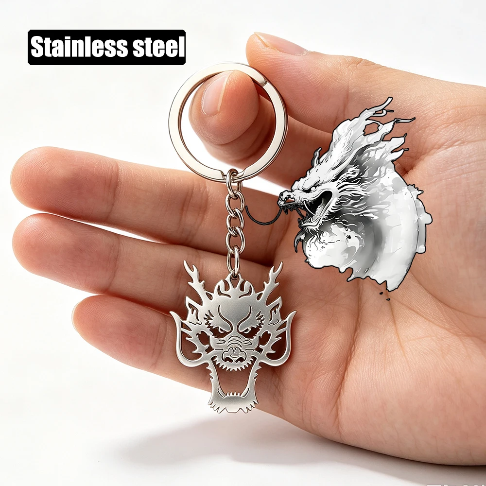 Stainless Steel Dragon Keychain Powerful Chinese Dragon Design Keyring for Women Men Backpack Bag Key Chain Accessory Gifts