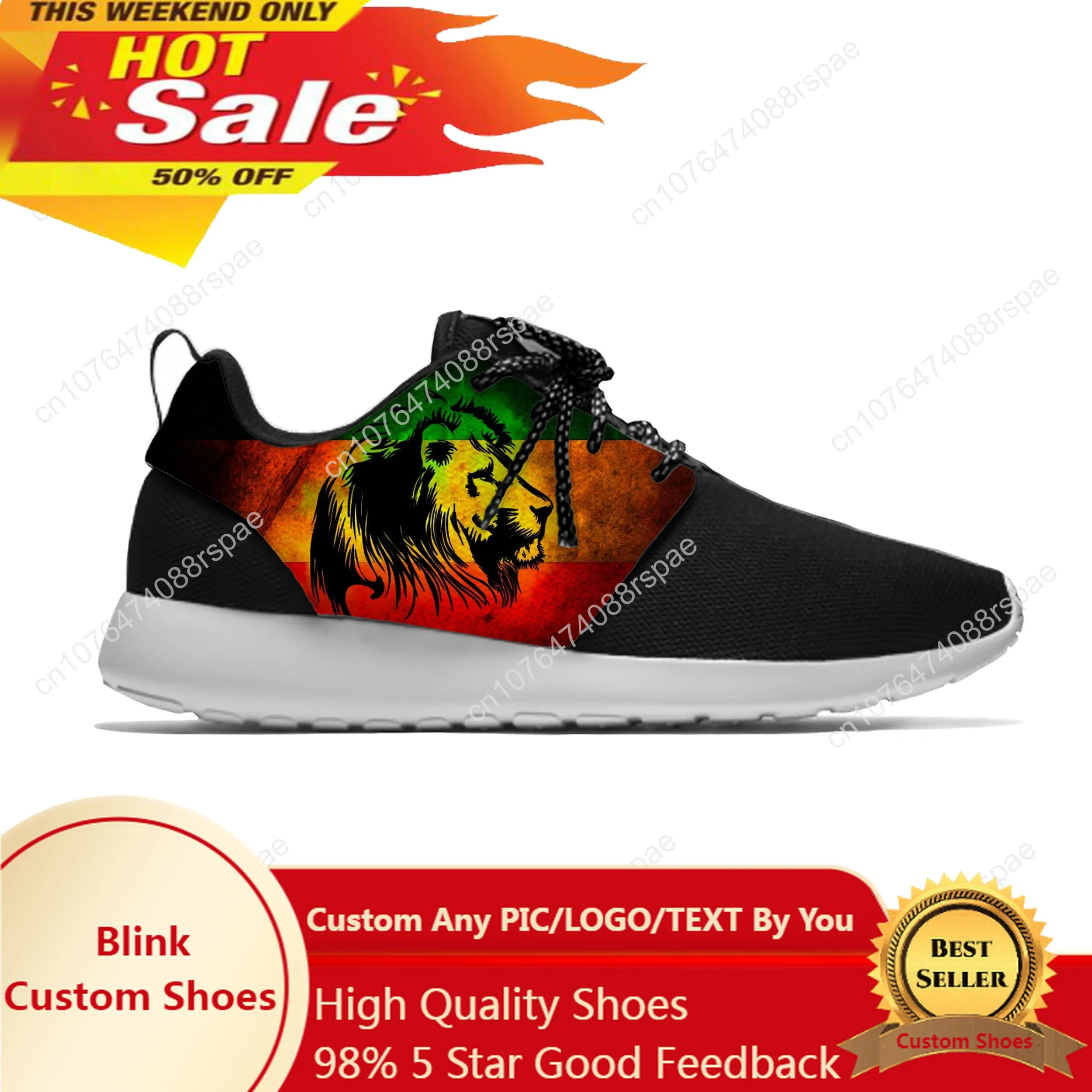 Hot Cool Summer Lion Reggae Rasta Leaf Pattern Hot Funny scarpe sportive Casual uomo donna Sneakers scarpe da corsa classiche in rete