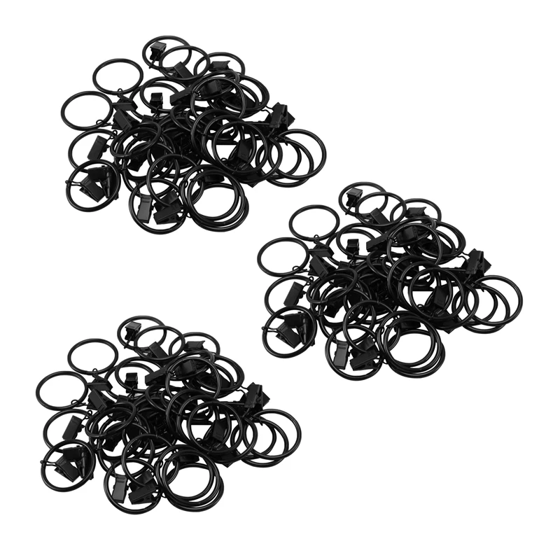 

108 Pack Rings Curtain Clips Strong Metal Decorative Drapery Window Curtain Ring With Clip Black