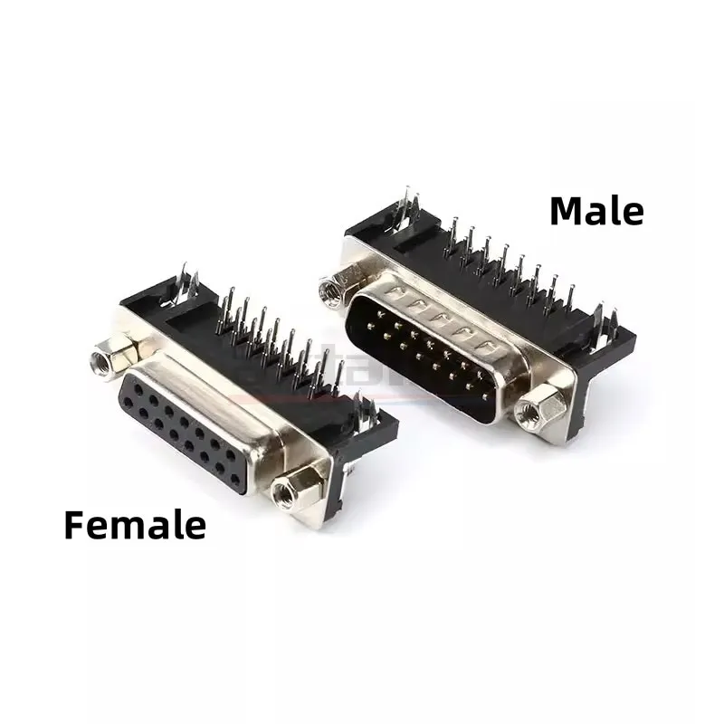 5PCS DR9 DR15 DR25 DR37 Female Male Right Angle Welded D-Sub Connector RS232 Serial Port Adapter 90 Degree 9/15/25/37 Hole Pin