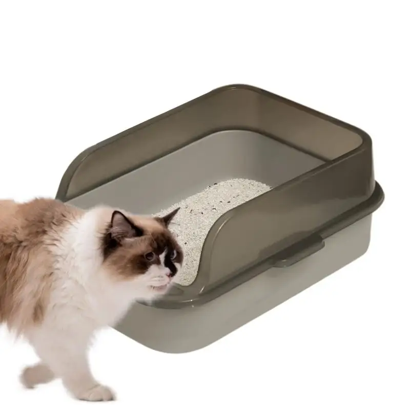 

Open Litter Box Leak-Proof Open Top Odor Control Cat Pan Easy To Clean Kitten Toilet High Sided Litter Box For Home Indoor Use