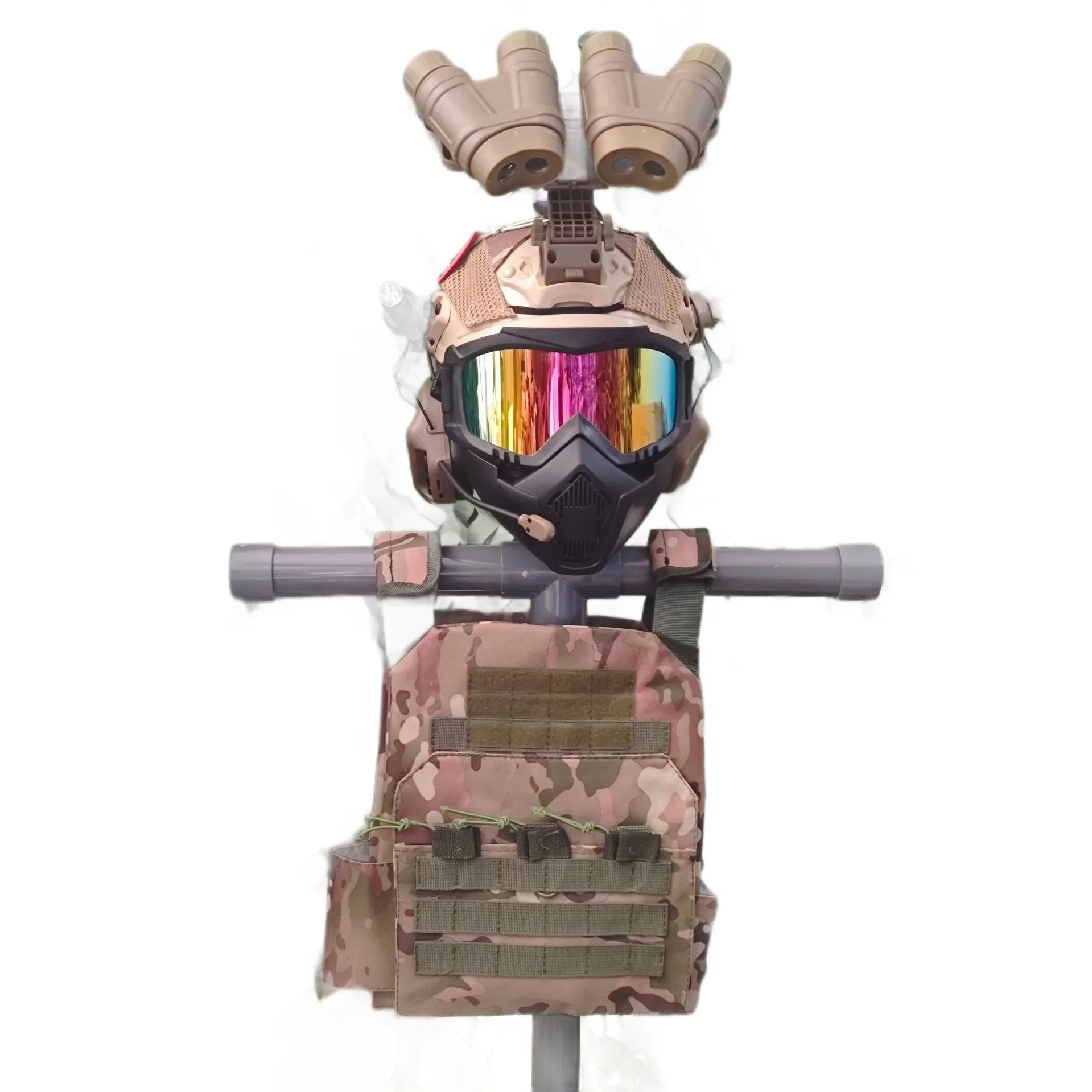 Kids Tactical Helmet Vest Set Airsoft CS Combat Costume  with Goggles Mask Night Vision Toy for Outdoor Children's Cosplay