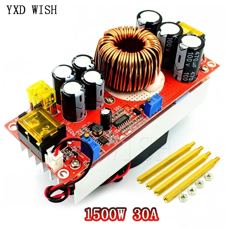 DC-DC 1500W 30A Step-Up Converter Boost CC CV Power Supply Module 10-60V to 12-97V DC-DC Step Up Adjustable Voltage Charger