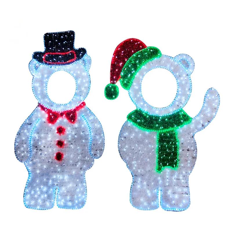 Outdoor Christmas Light up Decoration 2d Motif Light LED Photocall Photo Frame for Christmas Decoration