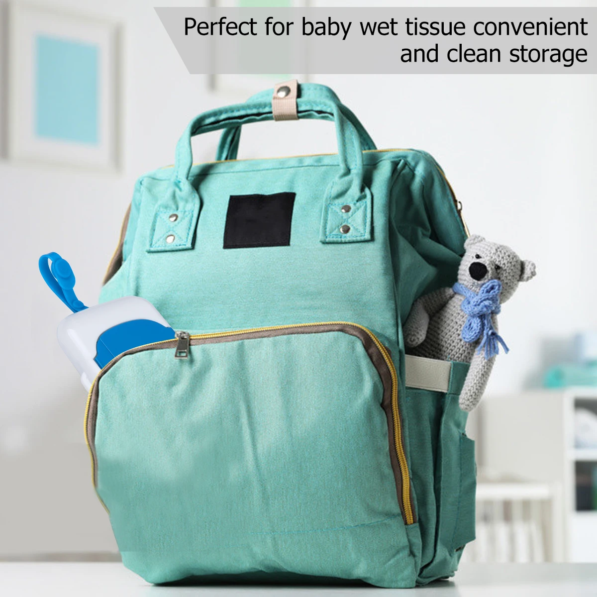 

Portable Baby Wet Tissue Case Reusable Stroller Crib Holder Lightweight Silicone Belt Convenient Storage For Travel Outdoor