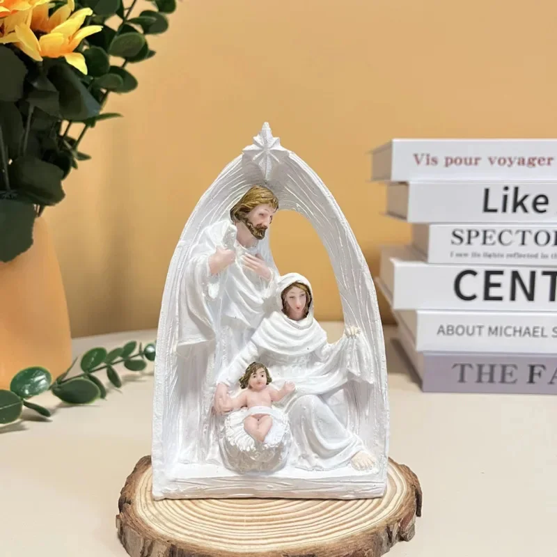 Nativity Scene Figurine Resin Christmas Holy Family Statue Home Balcony Living Room Indoor Outdoor Christmas Decoration Ornament