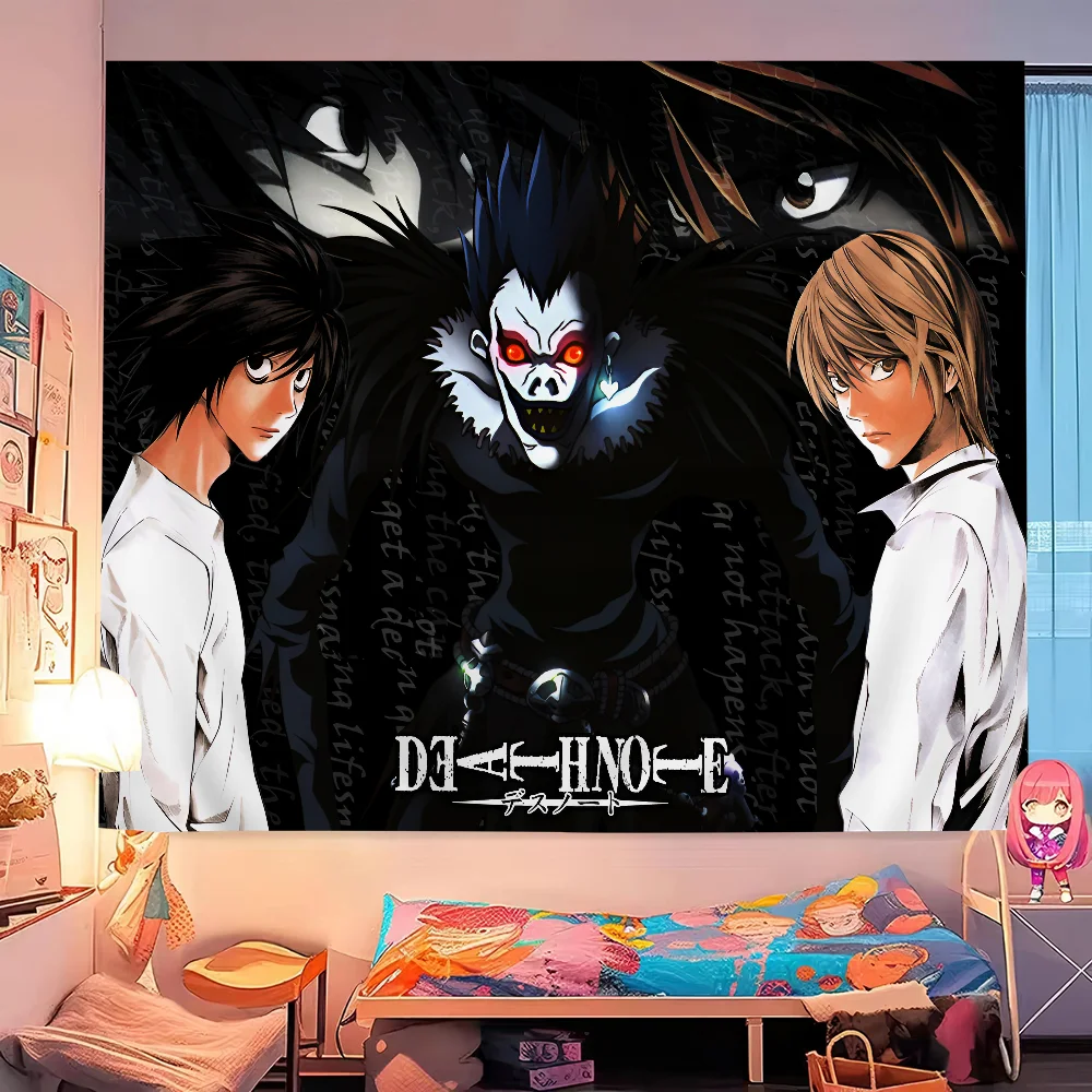 Death Note Manga Panel Wall Tapestry - Accent-Color L Character Art, Room Decor for Psychological Thriller & Shonen Anime Fans