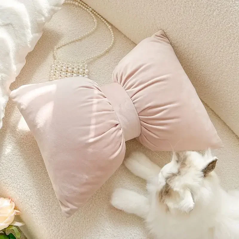 

Pink Bowknot Plush Pillow Cushion Soft Flower Pillow Without Core Stuffed Sofa Bed Sleeping Back Cushion Decor Gifts Super Soft
