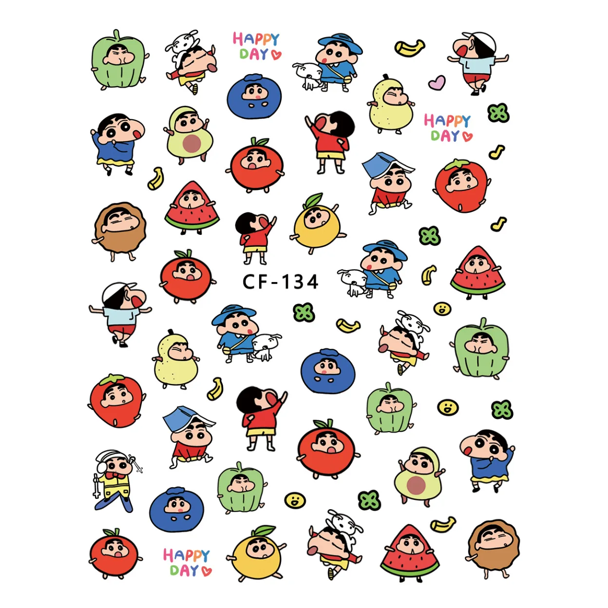 Crayon Shin-chan Cartoon Nail Art Stickers Anime Figure Women DIY Relief Decorative Stickers Girls Kawaii Art Decoration Gifts