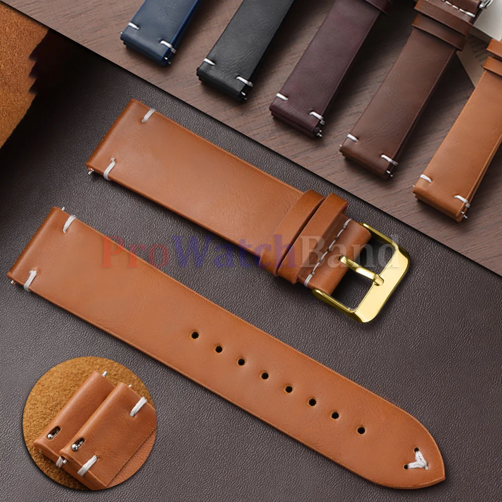 

New Handmade Stitching Watch Band 18mm 20mm 22mm Bracelet for Seiko Pin Buckle Vintage Oil Wax Leather Strap for Omega Watchband