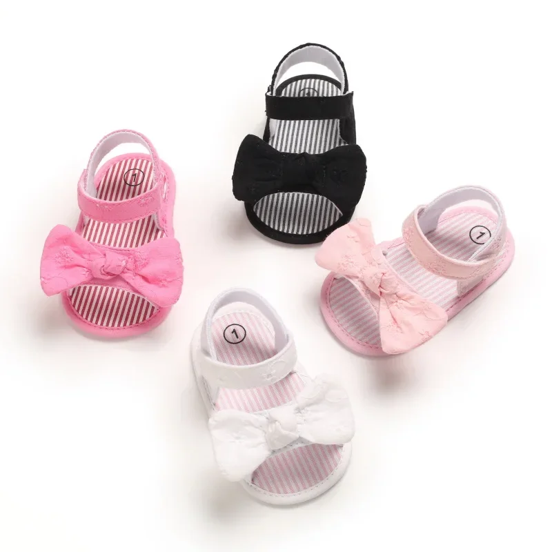 

Summer Cute Bow Wearable Lightweight Toddler Girls Canvas Shoes Newborn Garden Sandals Baby Non-slip Soft Baby Girls Shoes 0-18M
