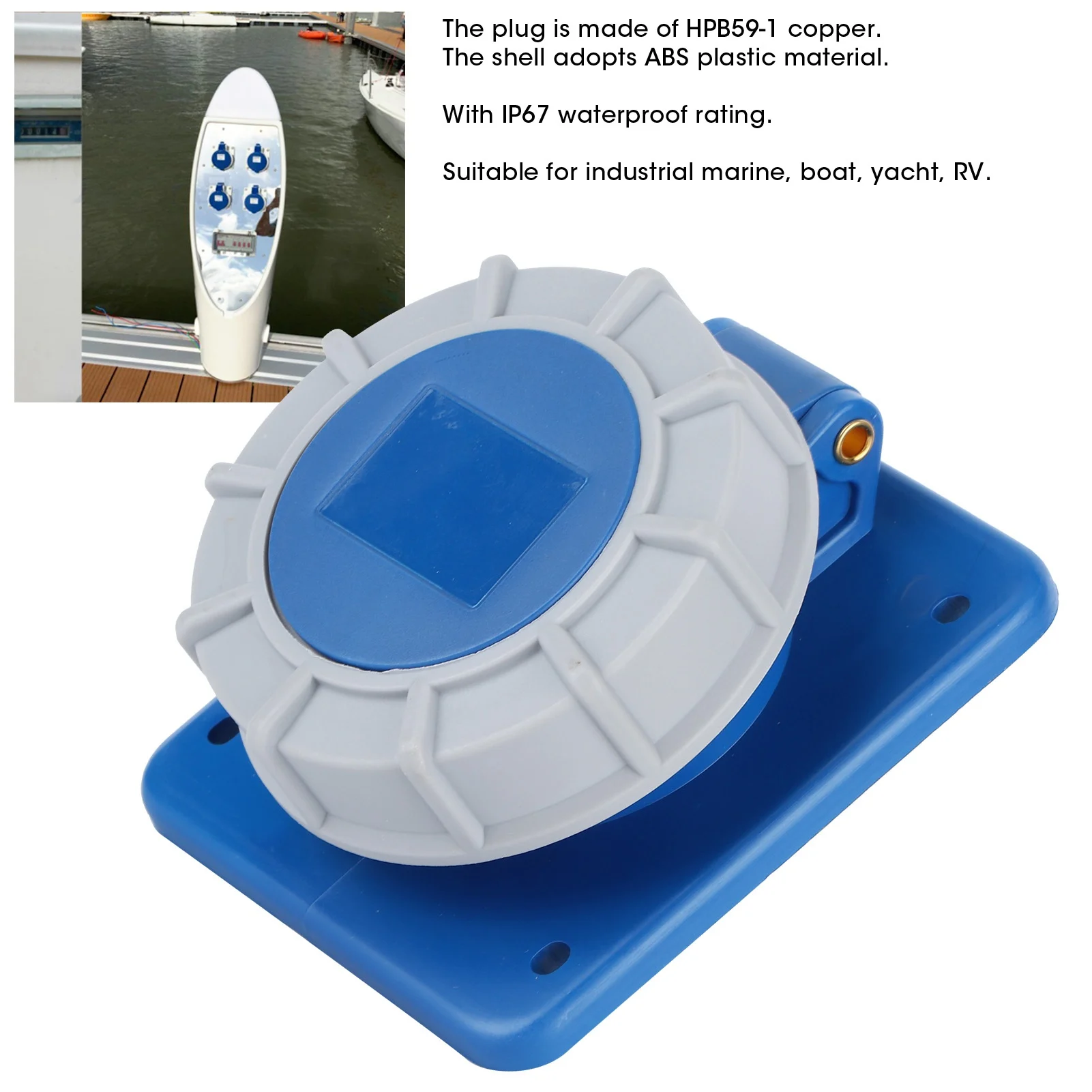 قارب الشاطئ مقبس الطاقة مع طوقا IP67 مقاوم للماء 16A 220 ‐ 250 فولت لليخوت RV متنقل منفذ مقبس الطاقة RV المقبس