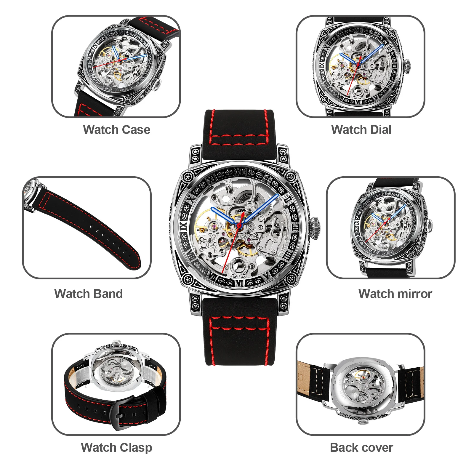 SKMEI Luxury Fully Automatic Watch For Men Carved Clock Hollowed Mechanical Watch Fashion Waterproof Wristwatch Reloj Hombre