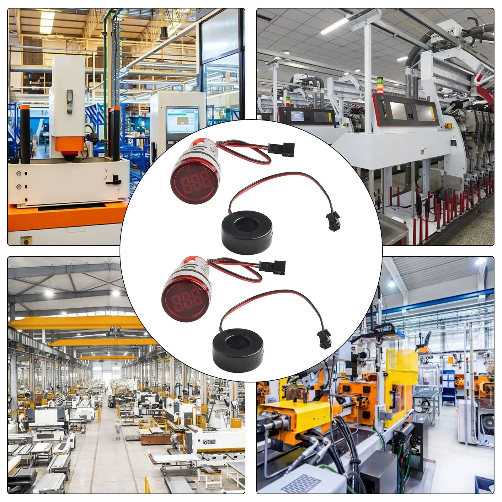 Two Pcs Round Design LED Ammeters For Effective For Signal And Power Monitoring In Various Industrial Equipment Settings