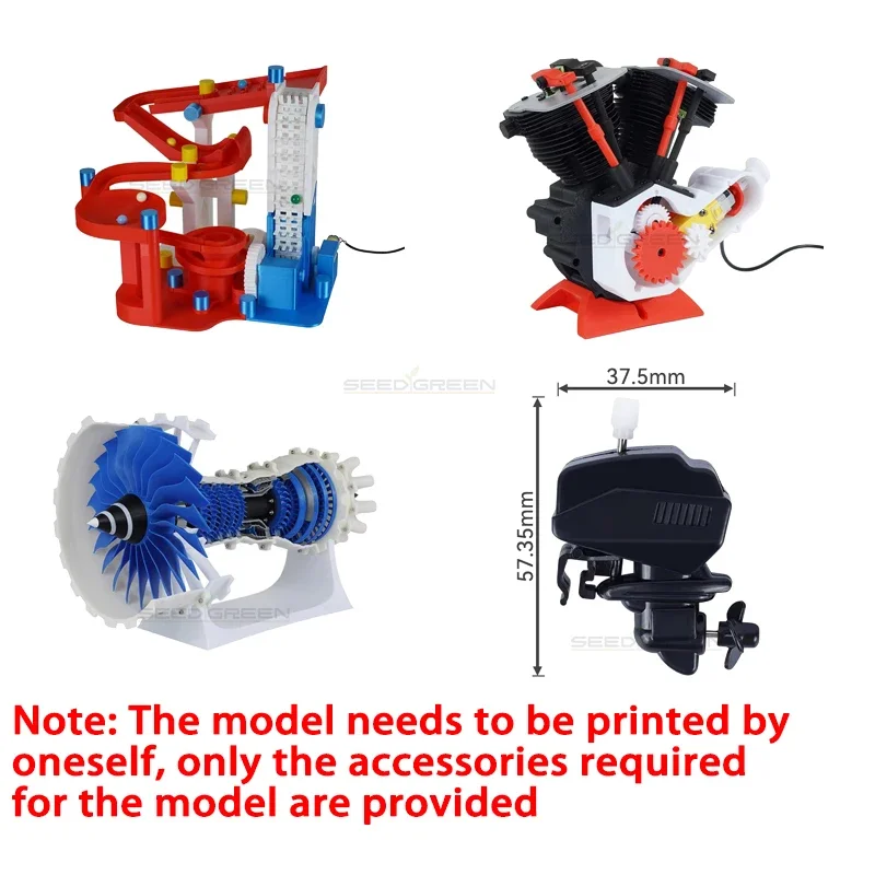 For Bambu Lab Aircraft Engine MH006 / LED Light/Marble Track/Three-axis Tourbillon 3D Print Parts Model Kit 3D Printer Parts