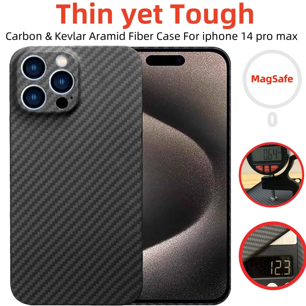 

Для iphone 14 pro max чехол арамид 600D углеродное волокно кевлар magsafe ультратонкий тканевый чехол премиум-класса магнитный жесткий черный матрас