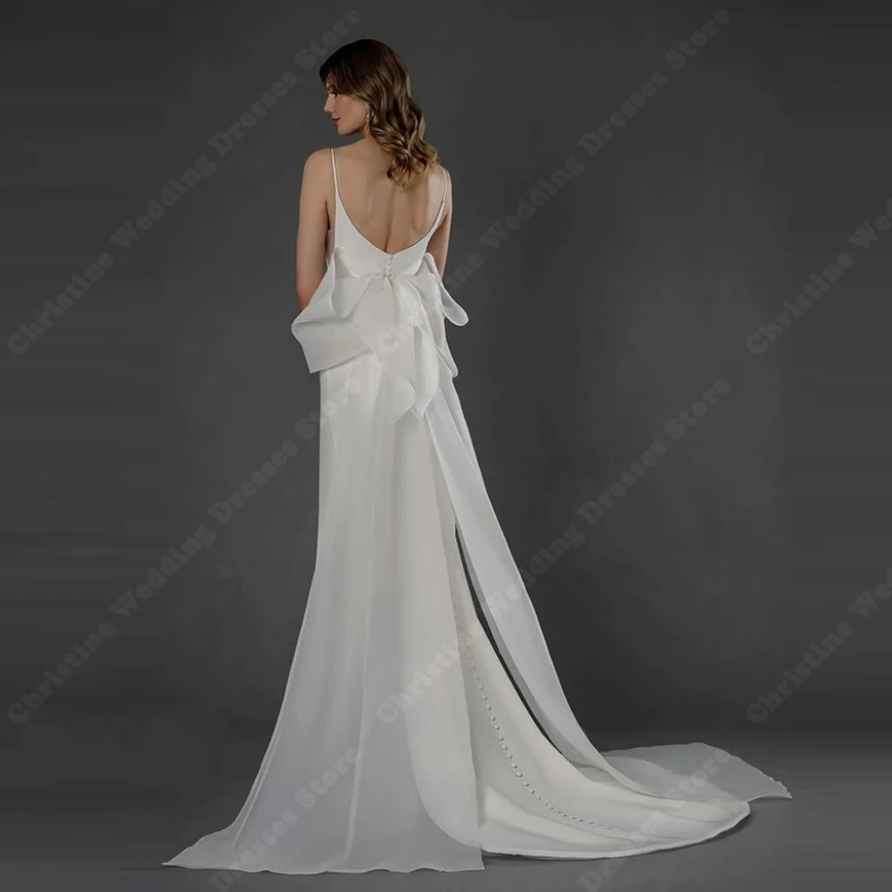 2025 Sexy Spaghetti-trägern Frauen Brautkleider Elegante Meerjungfrau Prom Kleider Wischen Länge Bankett Vestidos De Novia Angepasst