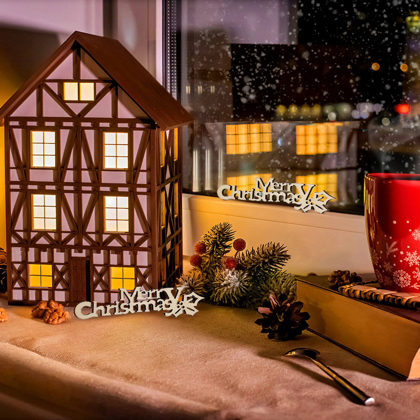 

20Pcs Wooden DIY Ornaments Premium Durable Christmas Decor Merry Shape Party Showcase Gift Wooden Christmas Crafts