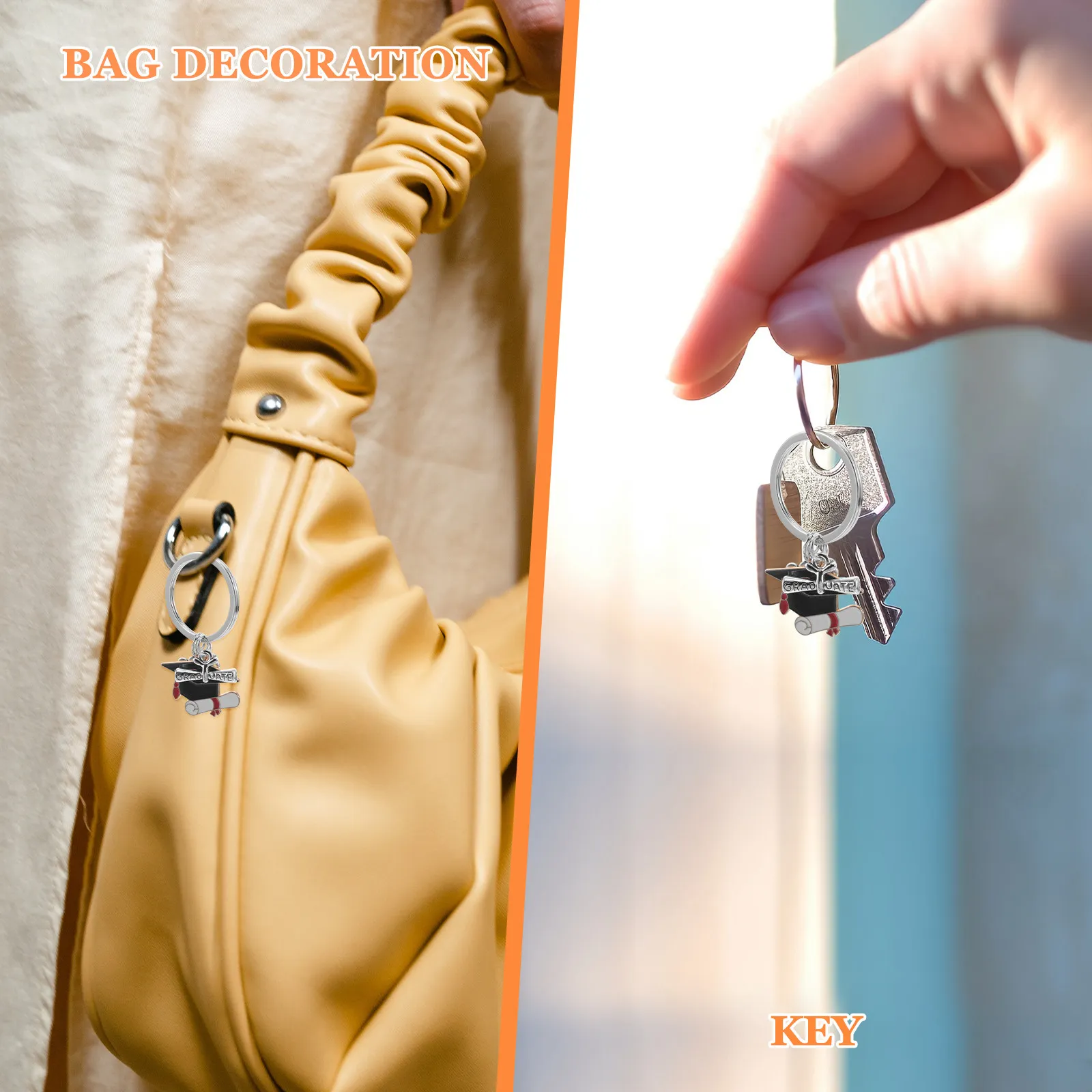 2Pcs Graduation Season Gift Class of 2026 Keychains Senior Grad Party Favor Bachelor Cap Backpack Charm for Men Women Students