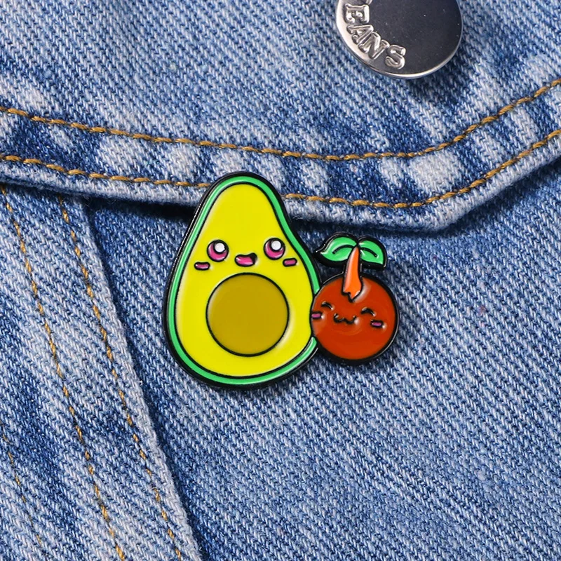 Cute Cartoon Avocado Enamel Brooch Creative Funny Lapel Pin Badge Backpack Clothing Hat Accessories