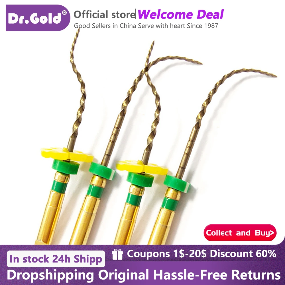 

6pcs/Pack Dental Root Canal Files Use Rotary Heat Activated Nickel-Titanium Endodontic 0435# Files Rotating File 16：1 Machine