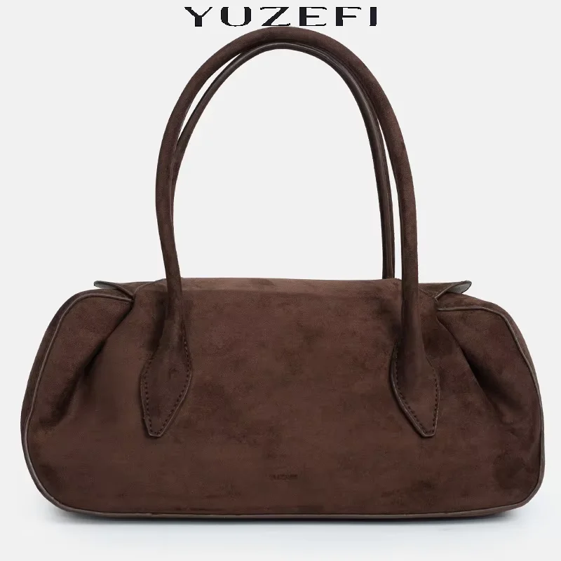 

Yuzefi Women Shoulder Bag Cross Border Hot Item Suede Material European American Fashion Retro Niche Armpit Stick Commuting Bag