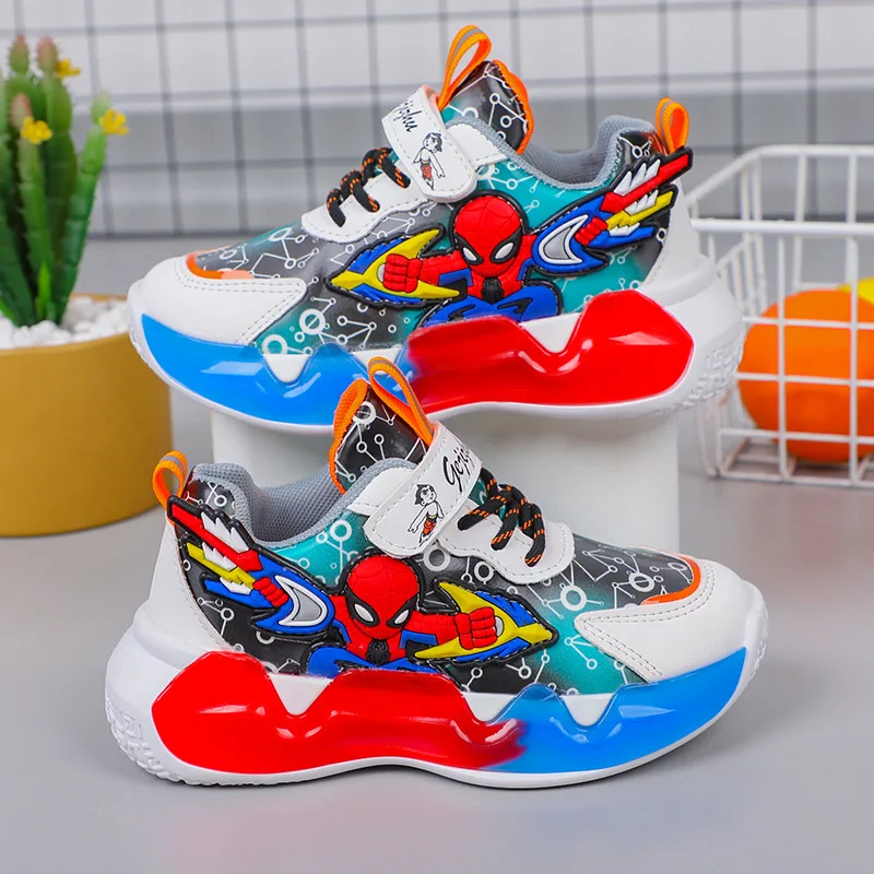 Disney Kinderschoenen Mode Cartoon Spiderman Sneakers Voor Jongens Ademende Sportschoenen Anti-Slip Peuter Schoenen Student Schoenen