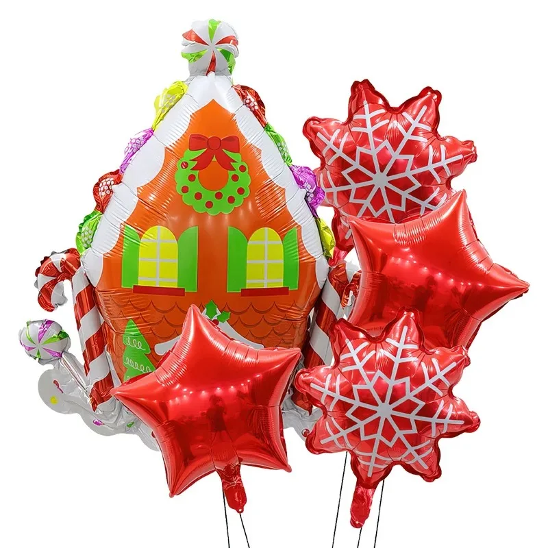 5pcs Christmas Aluminum Film Balloon Set with Merry Christmas Party Theme Decoration Balloon Santa Claus Snowflake Gift Decor