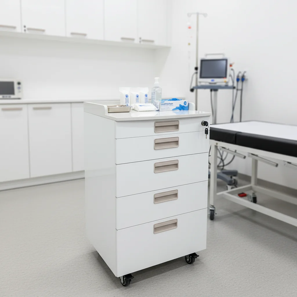 4 Drawer Mobile Rolling Dental Storage Cabinet Stainless Steel Medical Storage Hospital Furniture