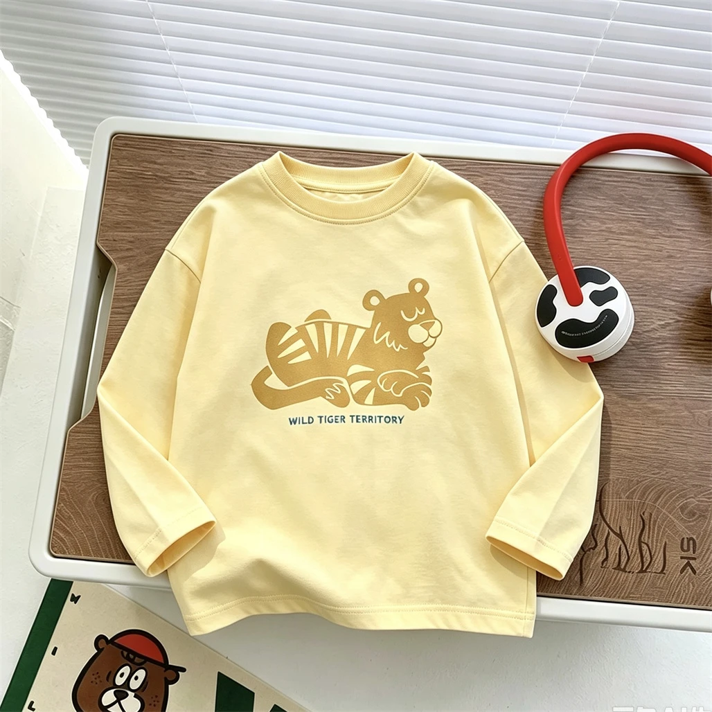 Children Trendy T-shirt Fashion Casual Spring Summer Clothing Round Neck Pullovers Baby Wear Simple All-match Tops Outer Wear