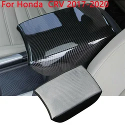 For Honda CR-V CRV 2017 2018 2019 2020 Car Center Console Tidying Armrest Box Panel Trim Cover Carbon Fiber Black Auto Parts