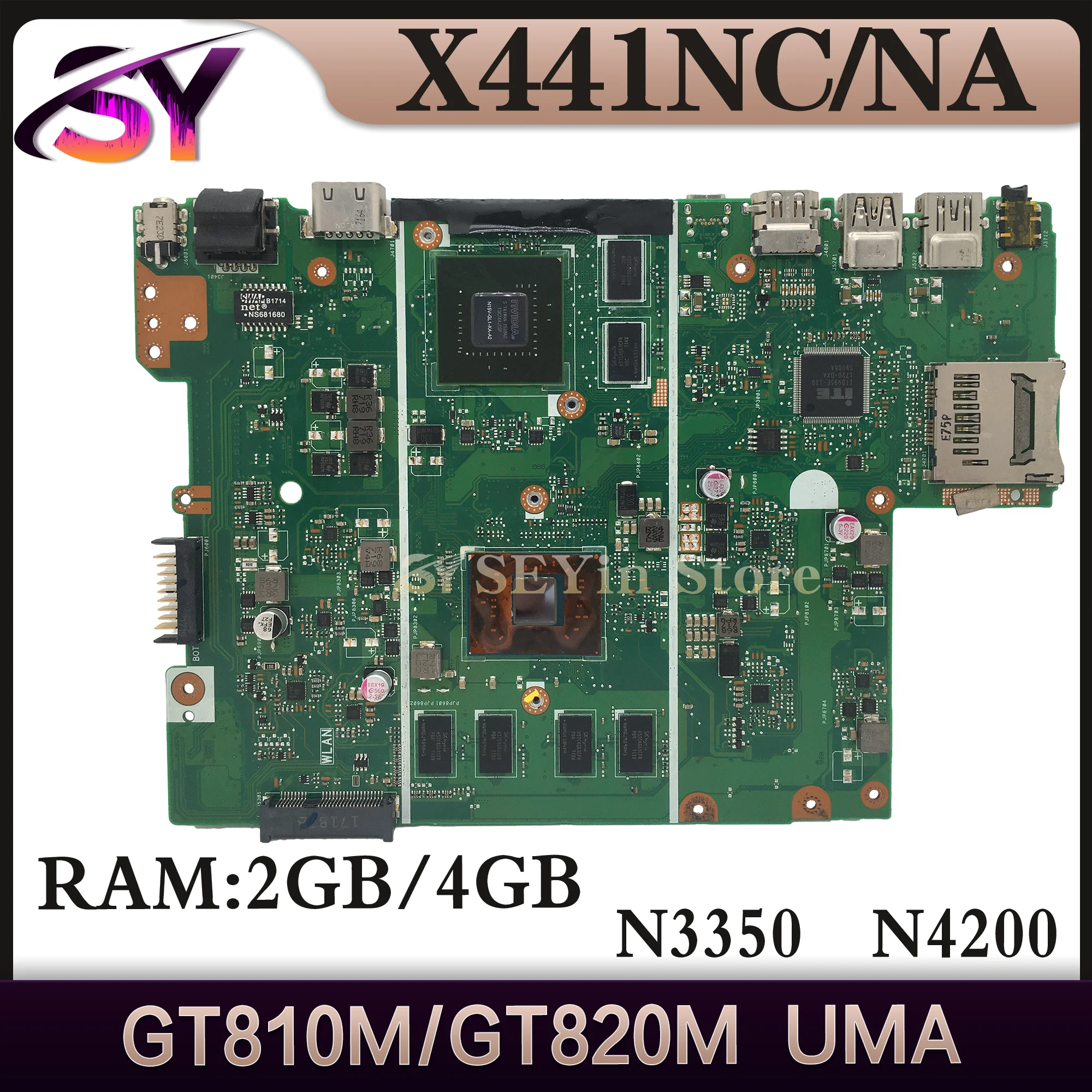 

X441N Mainboard For ASUS Vivobook Max X441NC F441NA A441NA X441NA K441NA Laptop Motherboard N3350 N4200 2G/4G-RAM UMA/GT810