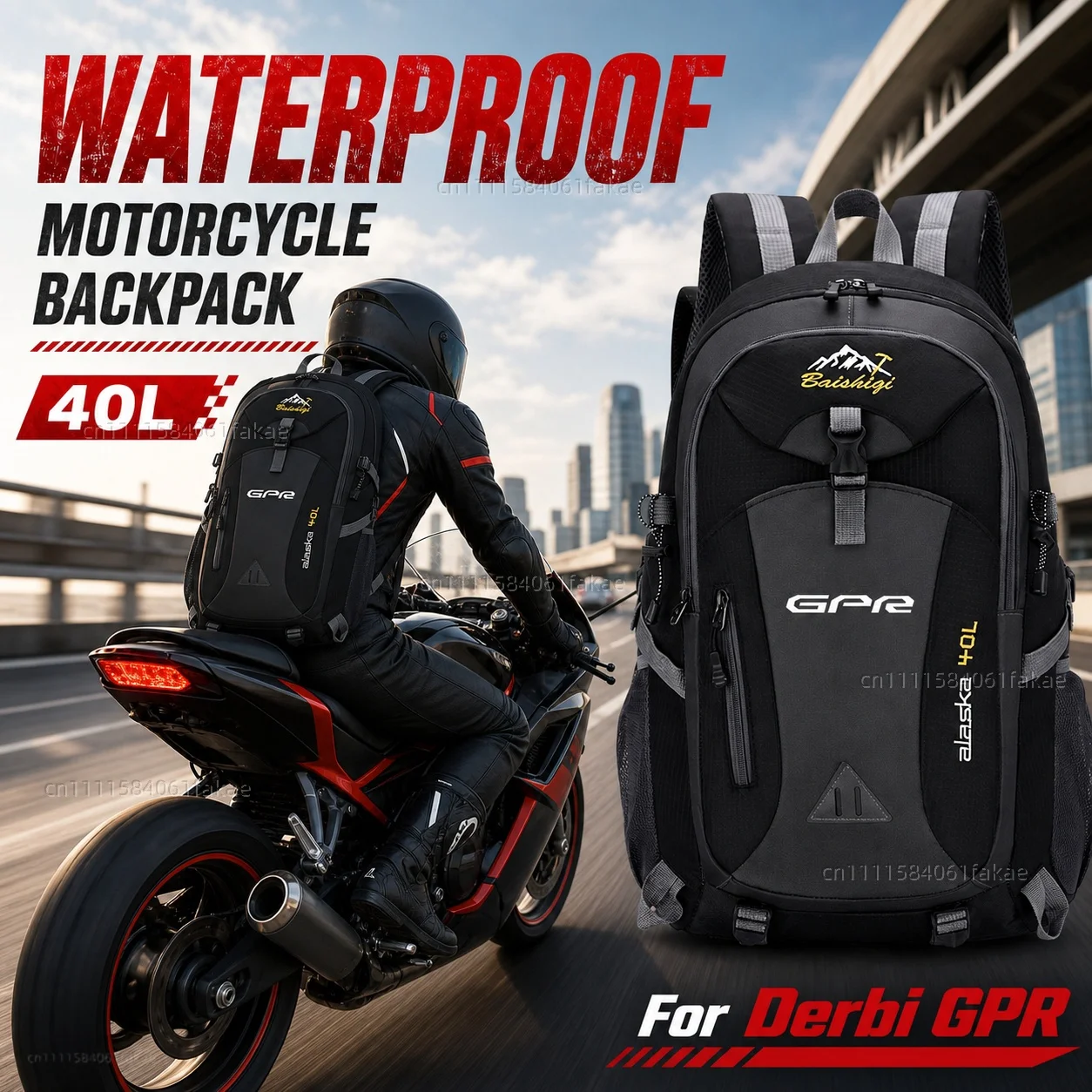 

For Derbi GPR 50 125 75 Sport 125 2t 4t GPR 50 Nude Motorcycle Backpack 40L Waterproof Travel Backpack Outdoor Hiking Camping