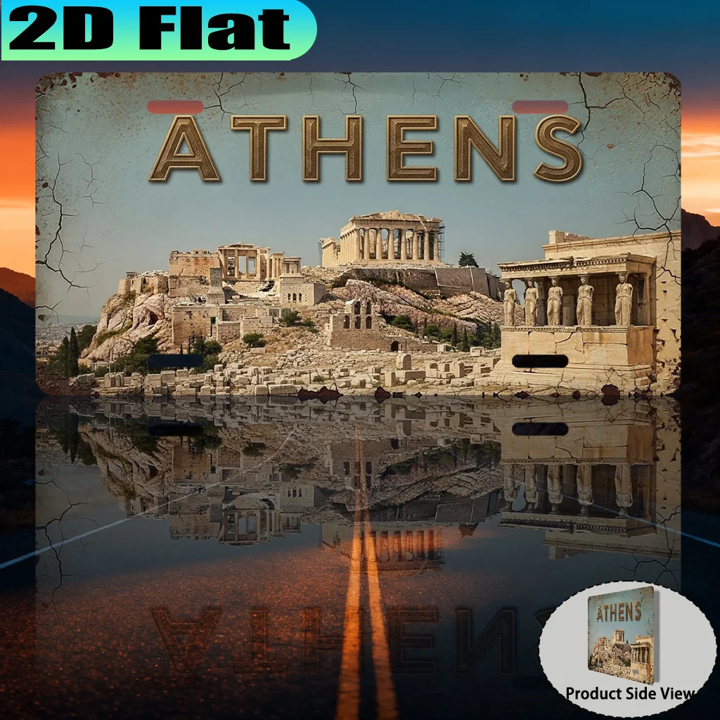 2D Flat 1pc  Vintage Aluminum Sign License Plate, Retro Urban Style,Suitable for Wall Decoration in Study And Bedroom
