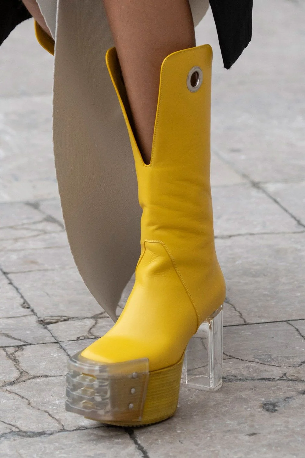 Bold Red Platform Knee High Boots Square Toe Tall Boot Clear Block Heel Metal Rivet Decor Pull‑On Fashion Footwear for Party