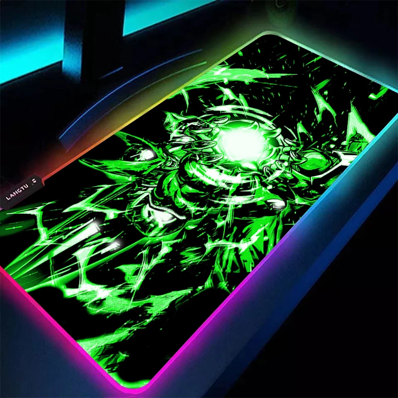 

90x40cm LED Mouse Pad DBZ Dragon Ball Cell Anime Accessories Game alfombrilla Desk Mat Laptop Varmilo Keyboard Pad RGB Mousepad