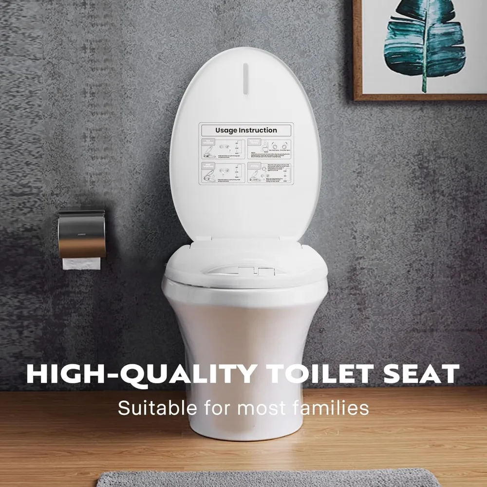 

Smart Heated Bidet Toilet Seat with Self-Cleaning Nozzle, Warm Air Dryer, Adjustable Temperature & Soft Close Lid
