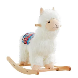 Korean INS children's rocking horse baby's first year toy gift alpaca rocking horse wooden horse adults can sit