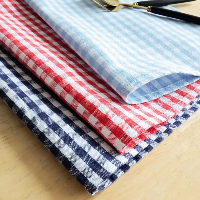1Pcs Checkered Napkins Large Washable Table Napkins Cloth Tablecloth Perfect For Daily Kitchen Cleaning Dining Table Decor