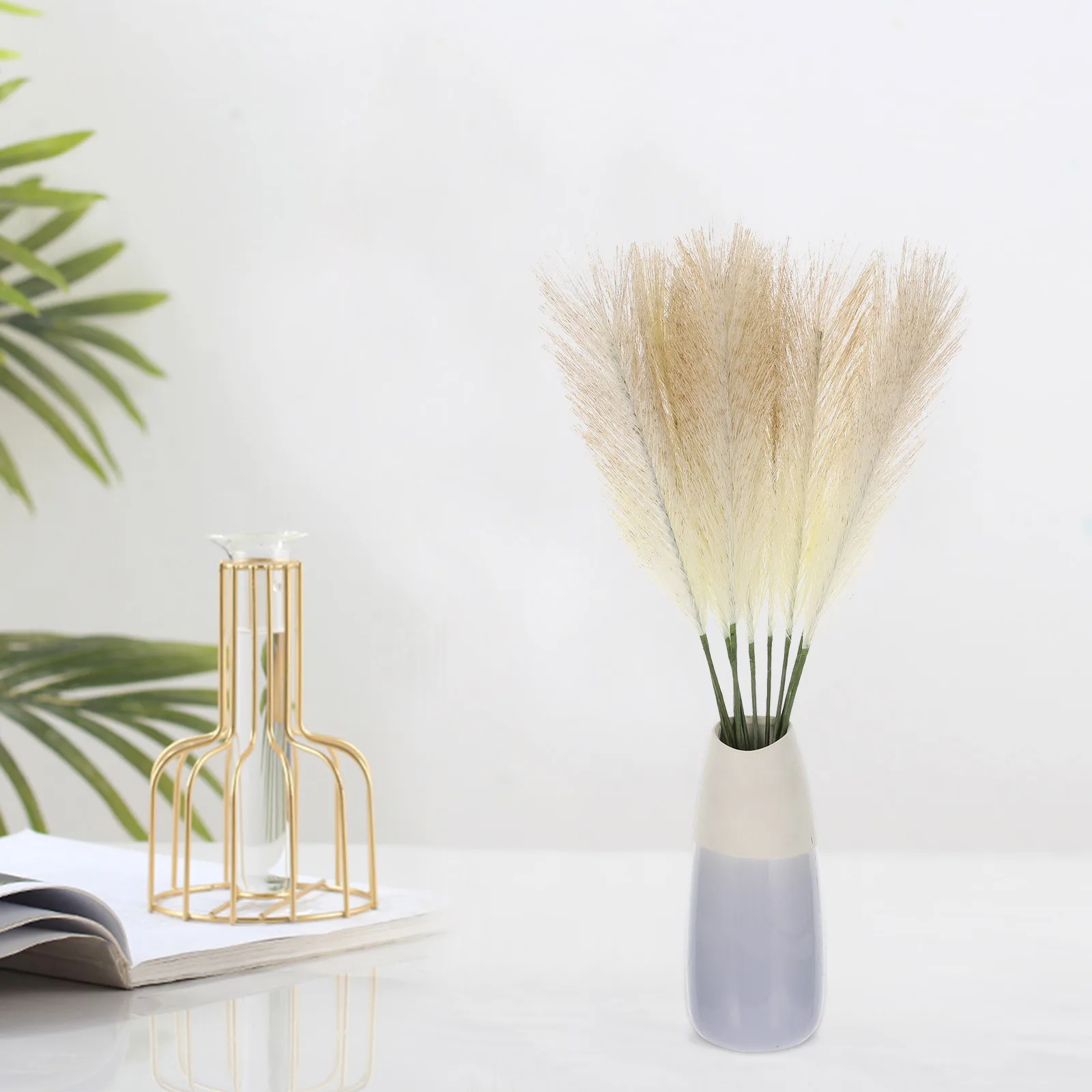 

10Pcs Realistic Dried Flowers Bouquet Premium Material Elegant Table Setting Wedding Decorative Flower Bunch Reed Decor