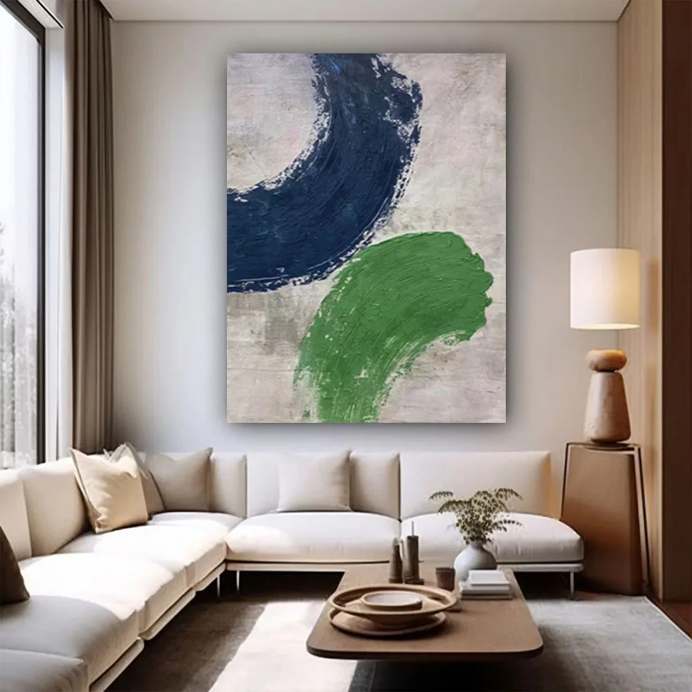 

100% hand drawn blue-green abstract oil painting original wall painting home living room decoration paint interior aesthetics