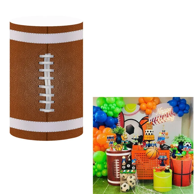 Mehofond Sports Ball for Boys Birthday Party Baseball Basketball Cylinder Pillars Covers Baby Shower Parties Backdrop Decoration