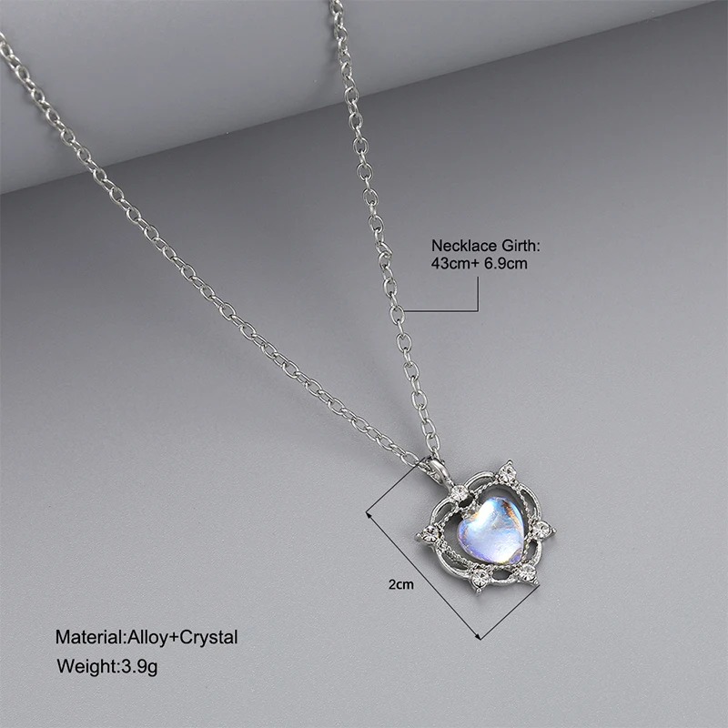 Y2K Pendant Necklaces For Women Zircon Heart Chain Necklace Punk Clavicle Choker Jewelry