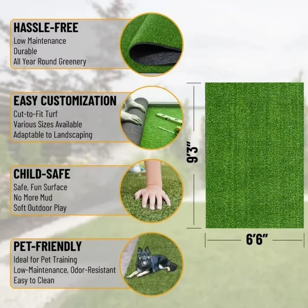 Artificial Grass Turf Rug 6'6' X 9'2', Waterproof Outdoor Grass Carpet for Lawn, Backyard, Patio, Balcony, Garden, Deck, Play Area & Picnic Use, Realistic Synthetic Turf Mat, UV Resistant Fake Grass Rug, Easy Drainage, Low Maintenance Outdoor Flooring Mat - view 6