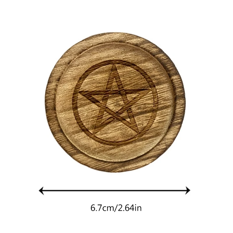 Astrology Pentagram Wooden Candlestick Tarot Altar Plate Divination  Candle Holder Table Energy Witch Ceremony Accessories