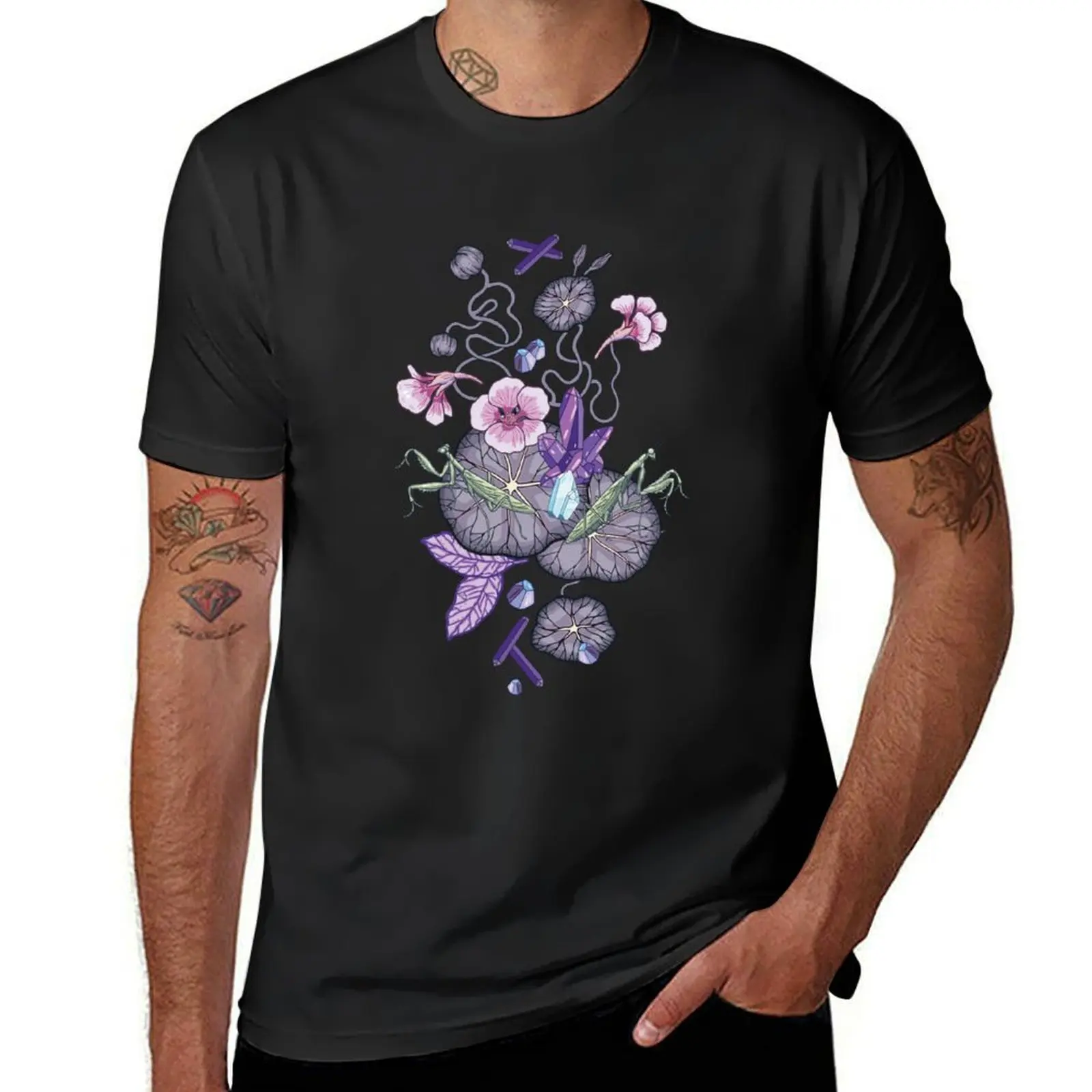 Spring garden treasures pattern. T-Shirt plus size tops customs design your own t shirt men