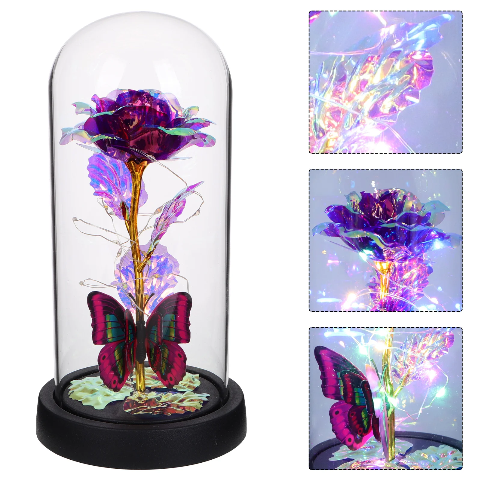 

Eternal Rose Flowers in Dome Valentine's Day Adornment Ornament Decorative Preserved Glass Decorations