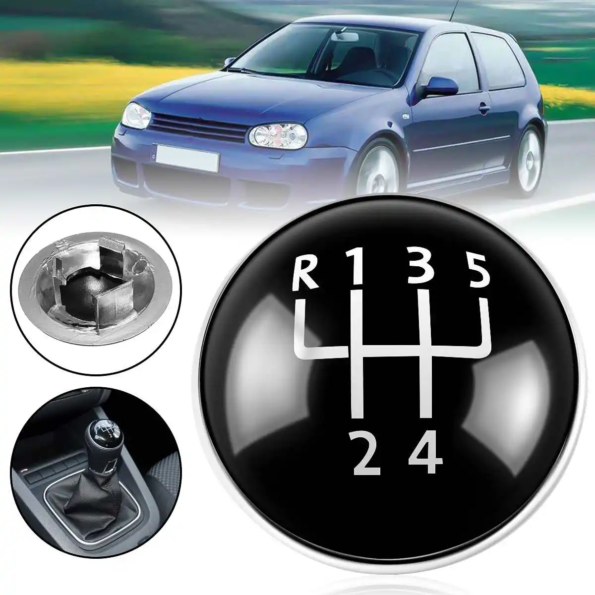 Black Car Manual Gear Shift Knob Badge Emblem Cap Cover 5 Speed For Volkswagen Golf V MK5 2003-2009 2008 2007 2006 2005 2004